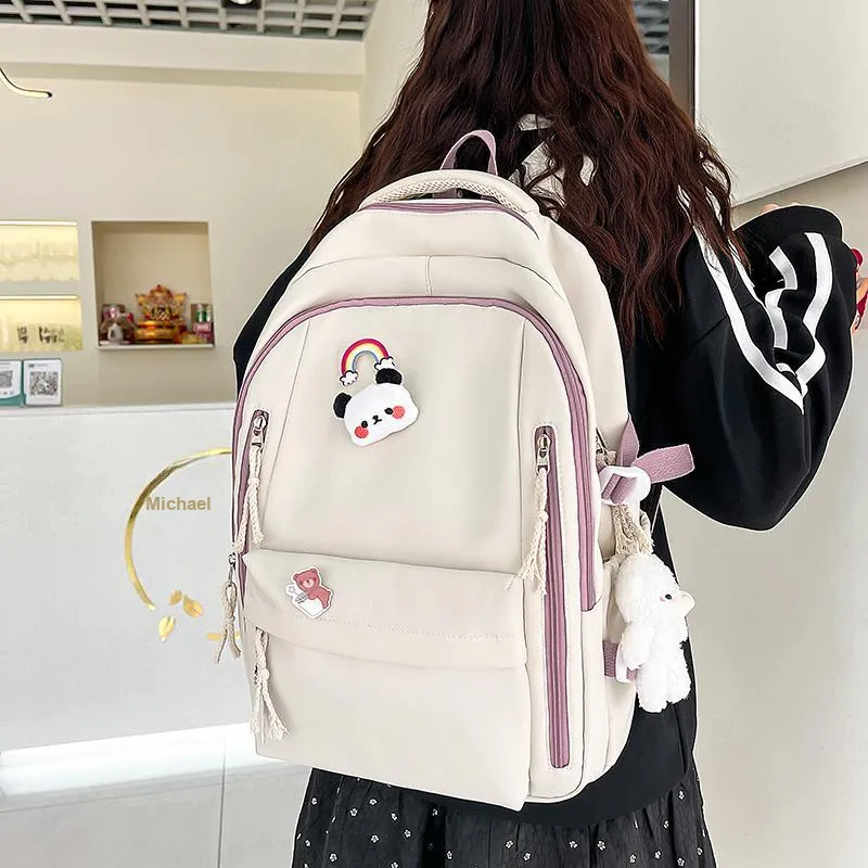 CORE BIRD Nylon Backpack Pink/Ecru/Green/Blue/Black-5