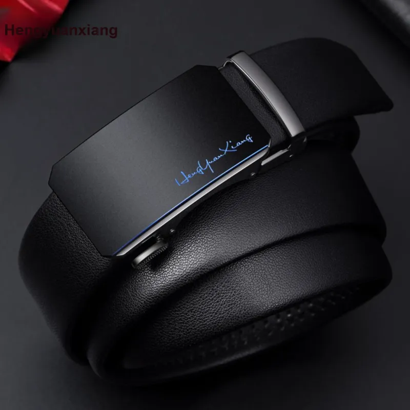 H YXIANG Split Cow Leather With Transferred Pattern Leather Belts Men's 3.5cm-3