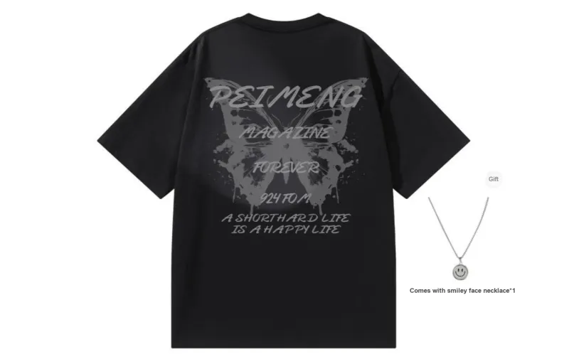 PEIMENG Short Sleeved T Shirts Unisex Comes With Necklace-22