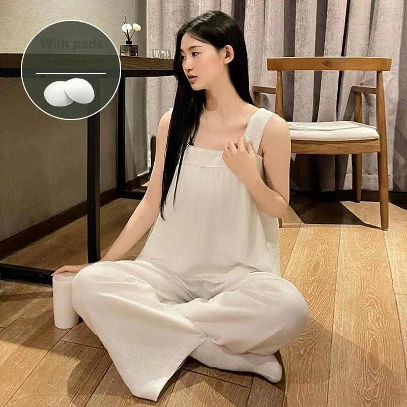 XIAFENYAN Pajama Set Women's Beige-2
