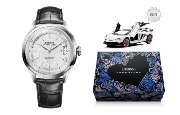 LOBINNI L Business Form Mechanical Movement Cowhide Strap Watch Men's Watches White Dial