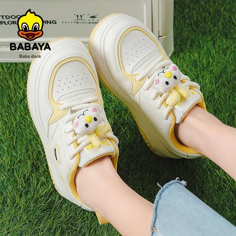 Babaya Skateboard Shoes Women's Low Top Yellow/Pink-3