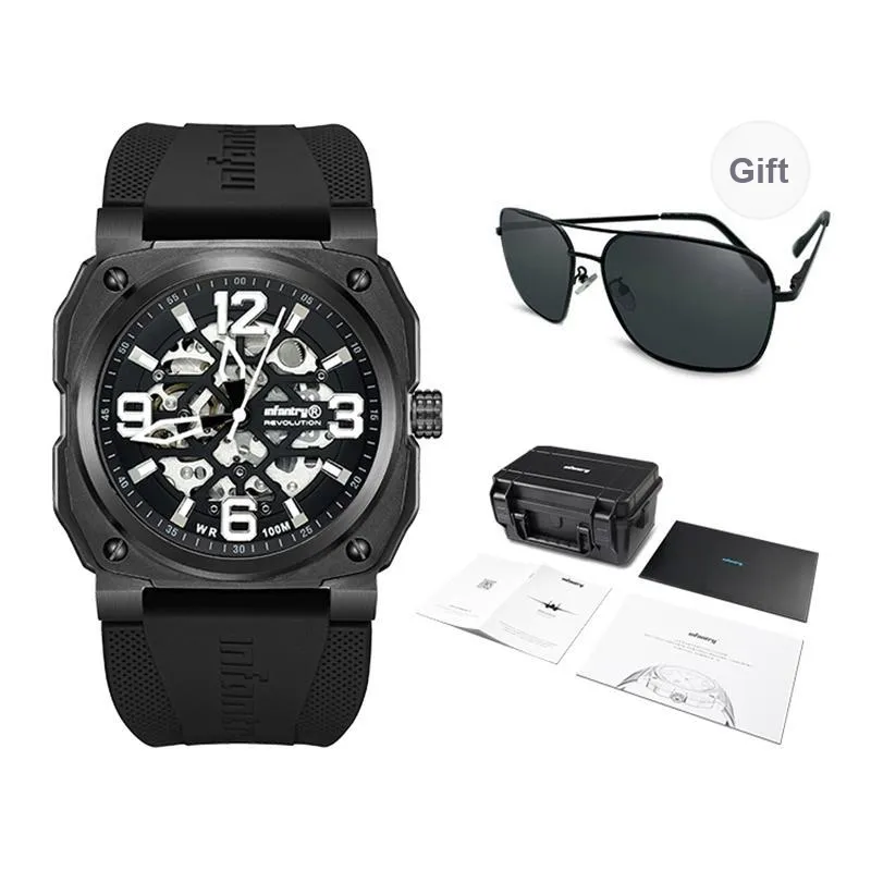 INFANTRY Eagle Thunder Avant Garde Collection Mechanical Movement Watch Men's Watches Cut Out Dial-0