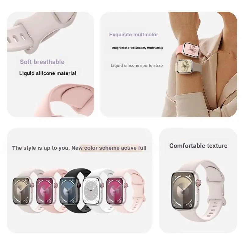 DiaYzlo Compatibility IwatchS10/S9/S8/S7/ultra/SE Apple Compatibility Watch Band Silicone Material-5