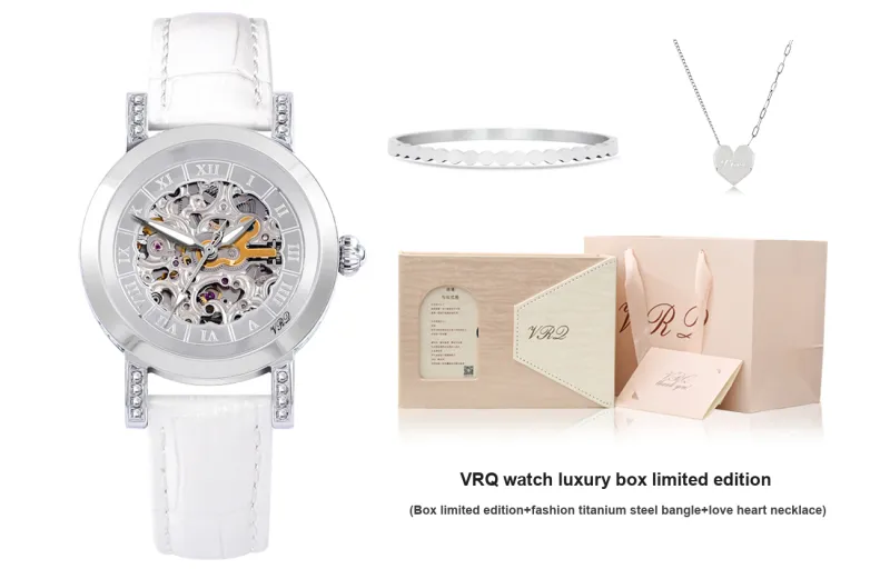 VRQ Automatic Mechanical Movement Genuine Leather Strap Women's Watch Cut-Out Dial-6