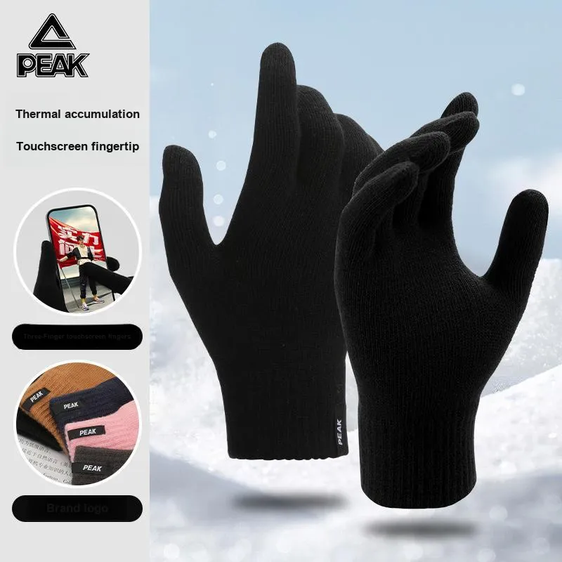 PEAK Acrylic Knit Gloves Unisex Black-2