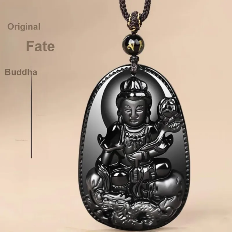 Stone On The Line Natural Obsidian Pendants Unisex-2