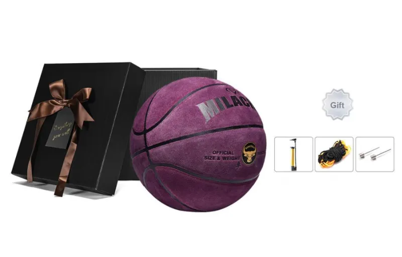 MILACHIC Cow Leather Basketball Deep Affection Purple Size 7 Ball Training Match Unisex-6