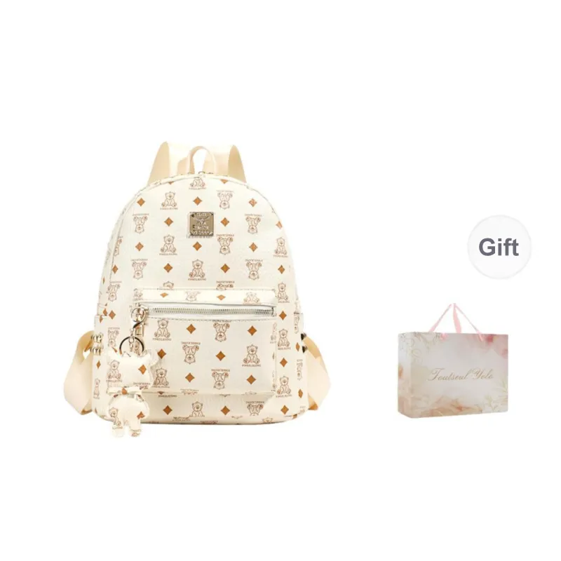 TOUTSEUL YOLO PU Backpack Women's White/Black/Brown-1