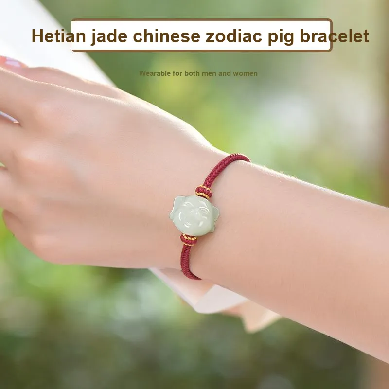KUNYUYAO Hetian Jade Bracelets Pale Greenish White Jade Unisex-44
