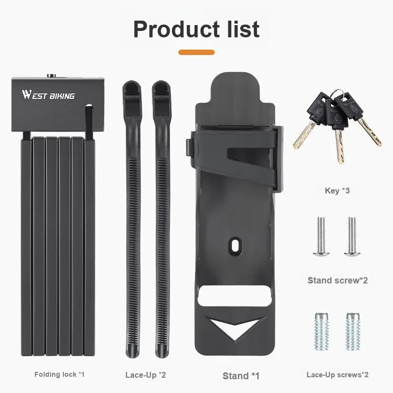 WEST BIKING Bicycle Locks Folding Lock-8