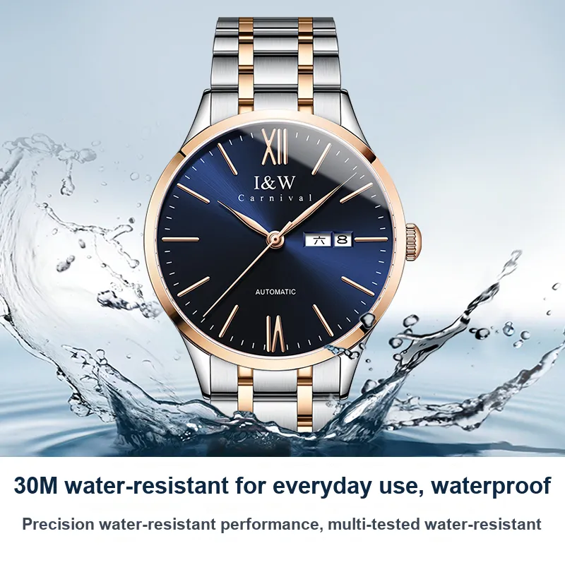I&W CARNIVAL HWGUOJI Automatic Mechanical Movement Stainless Steel Watchband Watch Men's Watches Gray Dial-31