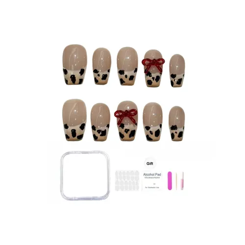 XIAMEIYU Французский 3D-эффект Бант Городской CHIC Стиль Осветляющий Ручная работа Nail Art Искусственные Ногти Короткий ЛАДЬЕР 20 мм