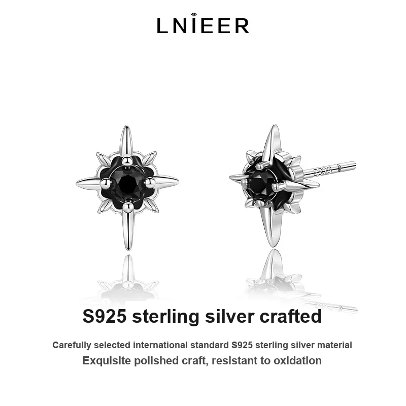 LNIEER S925 Silver Stud Earrings Men's-25