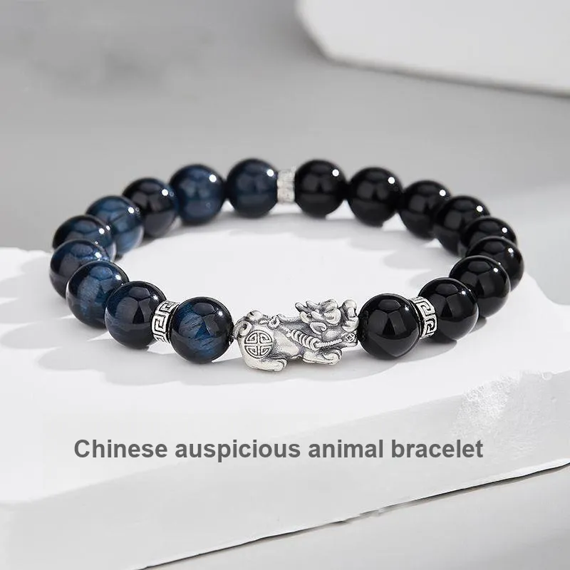 TUTAE Natural Obsidian Bracelets Men's-1