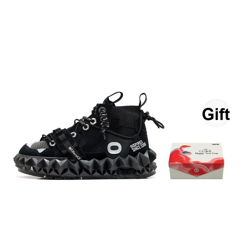 OETZI Ice Mountain Series 5 Skateboard Shoes Unisex Mid Top Black