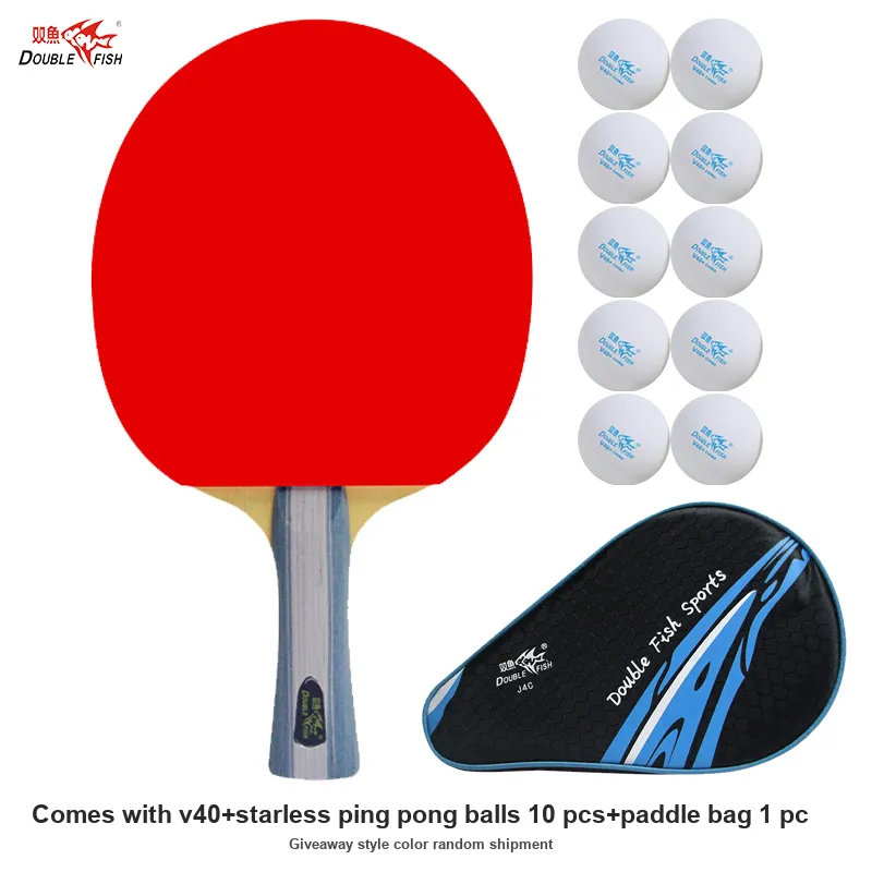 DOUBLEFISH Ping Pong Paddles Unisex Basswood Sponge Red-3