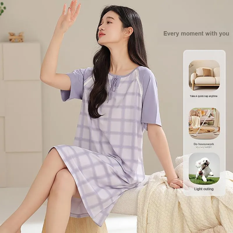 XIAFENYAN Nightgown Women's Purple-2