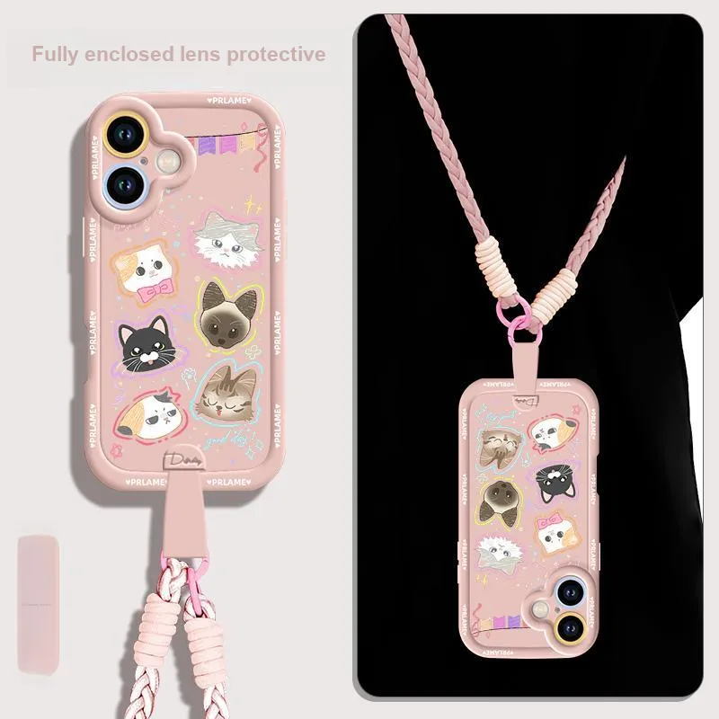 Sen Dog Silicone Material Cartoon With Lanyard Crossbody Phone Cases Compatible With Apple 16 Pro Max/Pro/Plus/15/14/13-15