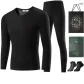 Crew Neck Set (Black) Thickened and Fleece-Lined/Includes 2 Pack Socks+Shopping Bag