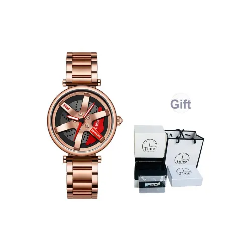 Sanda Wheel Collection Кварцевый механизм Стальной ремешок Часы Мужские Часы с открытым механизмом