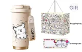 Shaking Head Dog Insulated Cup[Straw+Direct Drinking+Shopping Bag+Greeting Card]-White Puppy