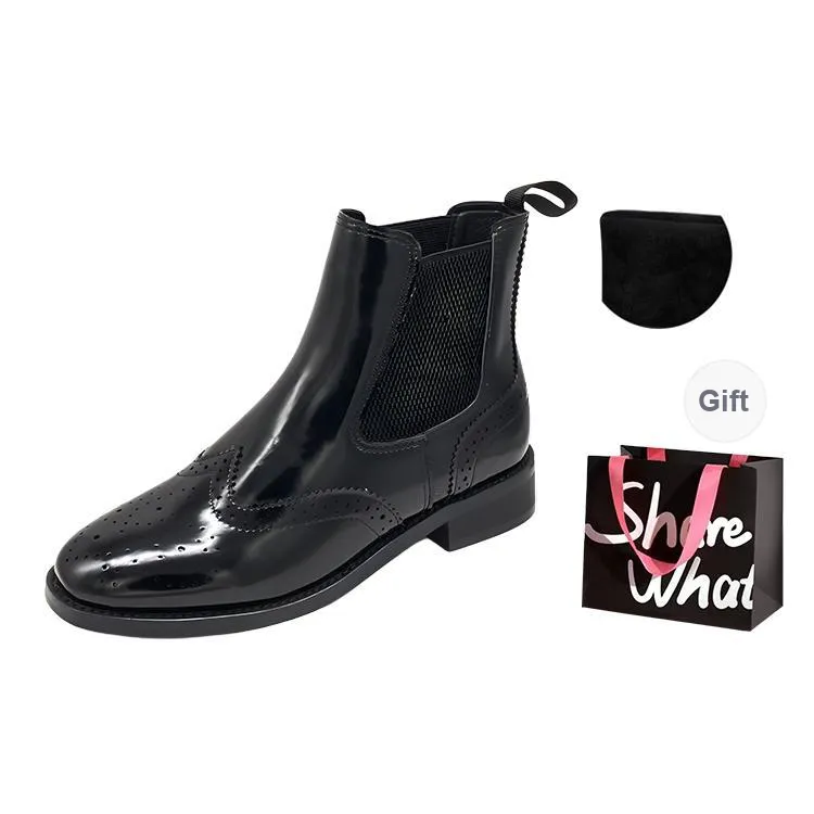 BIGTREE Short Chelsea Boots Women's Black-3