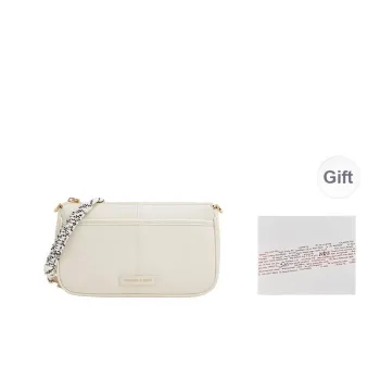CHARLES&KEITH PU Crossbody Bag, Shoulder Bag Trumpets Women's Cream Milk White/Black