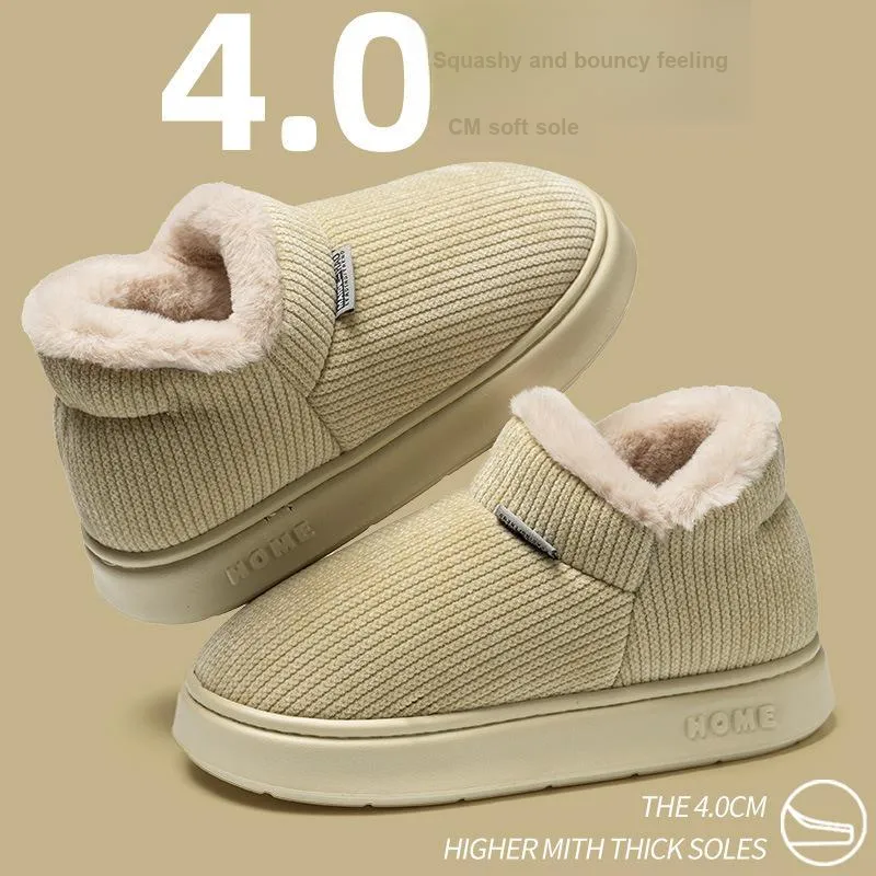 NAIHUO Closed Heel Slippers For Women's-Winter Indoor Use-Soft Velvet Warm Slip-Resistant Padded Shoes For Men-1