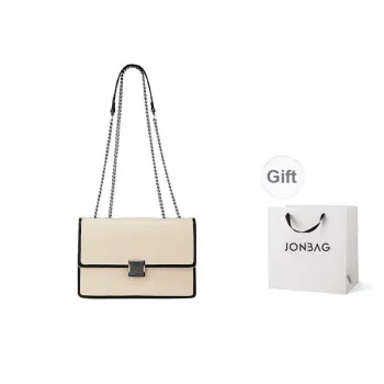 JONBAG Synthetic Leather Shoulder Bag, Crossbody Bag Medium Size Women's White Black