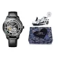 Black Dial Black Case-Black Leather Strap