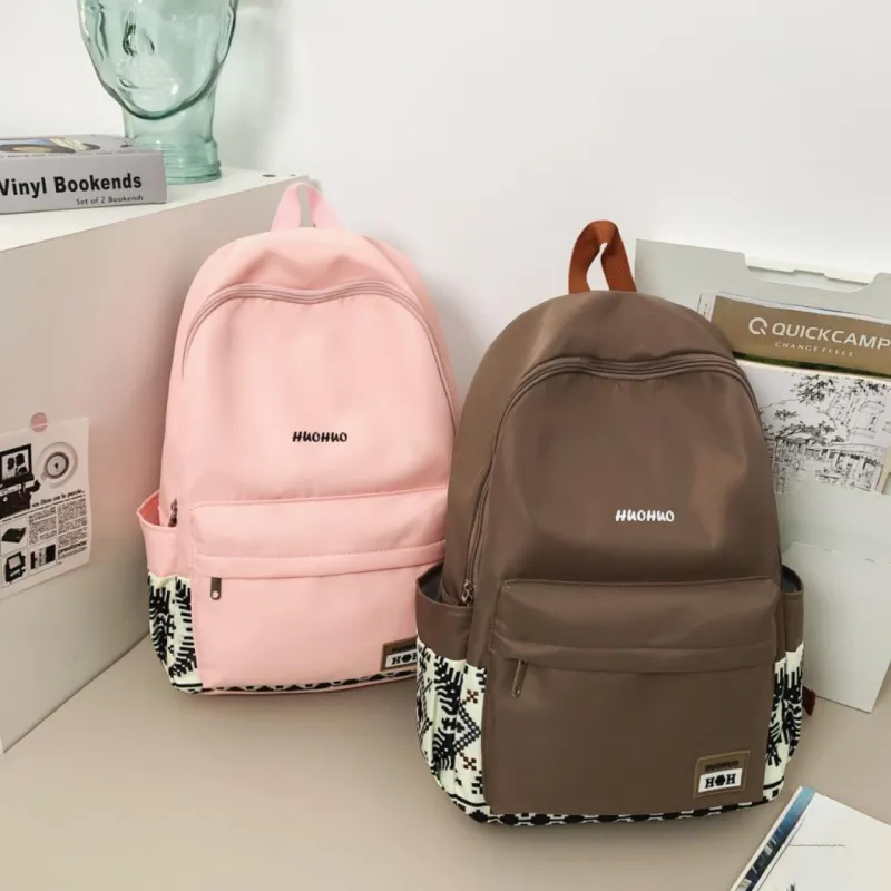 AIBAG Nylon Backpack Unisex White/Gray/Black/Pink/Coffee/Green-21
