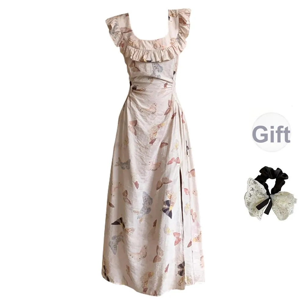 PAVEA Sleeveless Dress Women's Apricot+Hair Tie Comes With