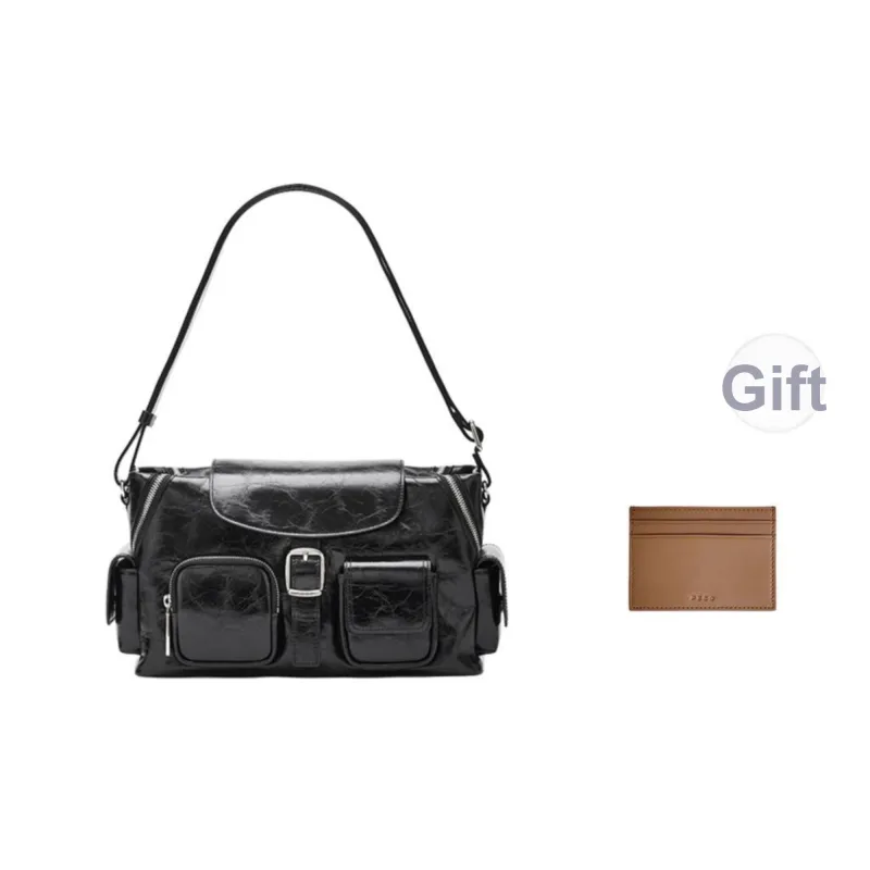 PECO Cow Leather Tote Bag Shoulder Bag Unisex Black/White/Brown-0