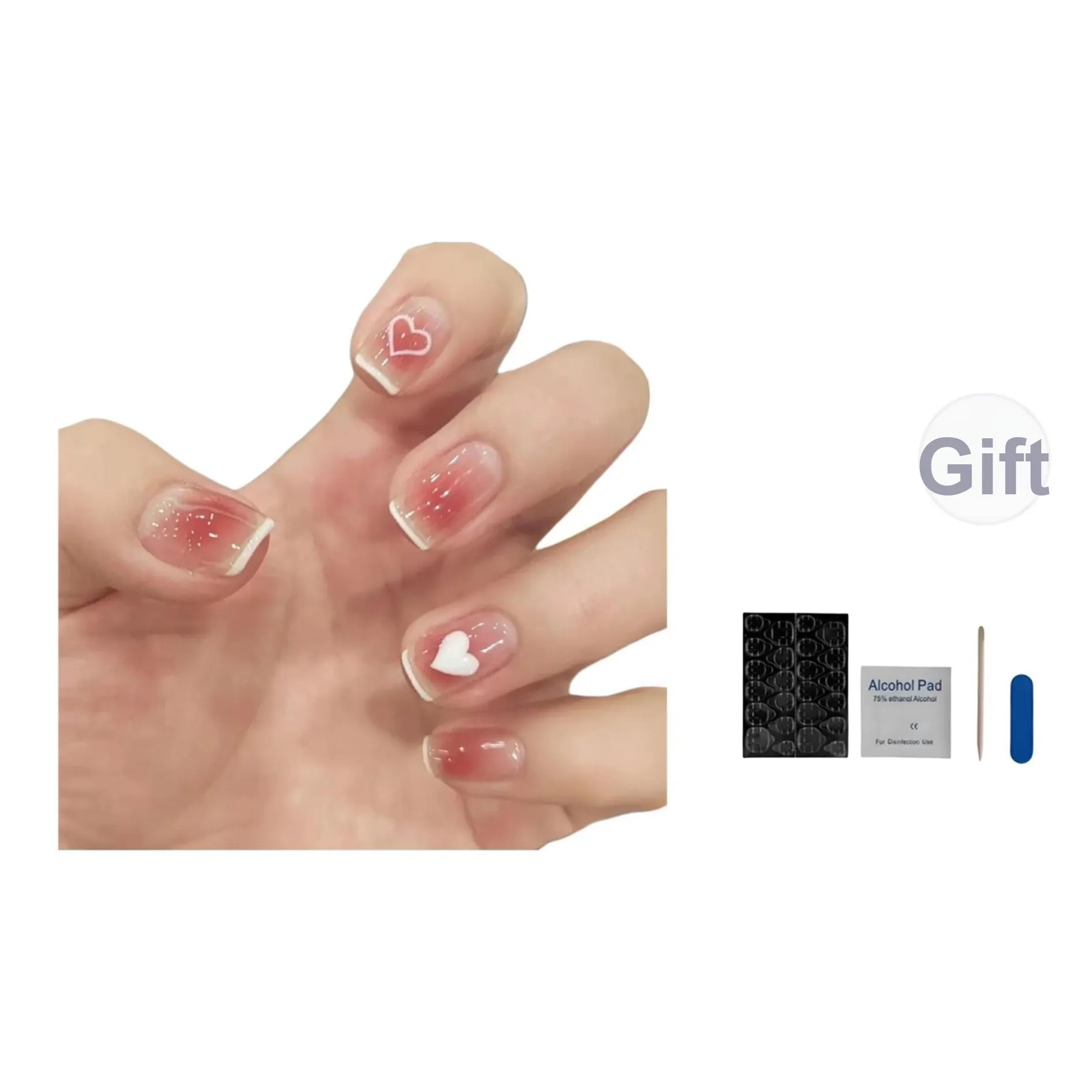 OUYUJI Handcrafted False Nail Короткий Овал Квадрат Укороченный Румяна Цвет Градиентный Стиль Инстаграм