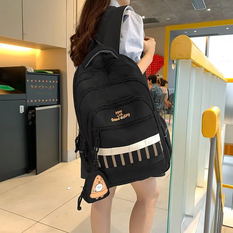 XIANGSU Nylon Backpack Regular Unisex Pink/Black/Gray/White/Brown-7