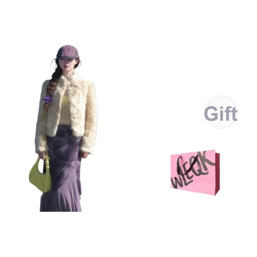 WLEQK Бежевый Желтый Женские Бархатные Куртки