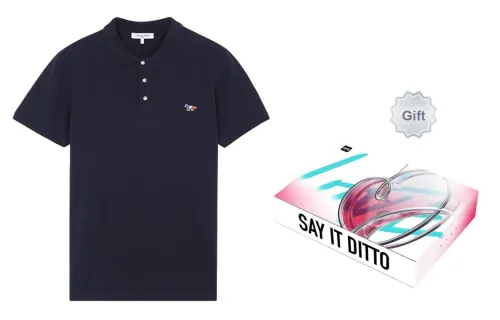 Maison Kitsune Polo Shirts Men Marine Blue - Gift Box Sets