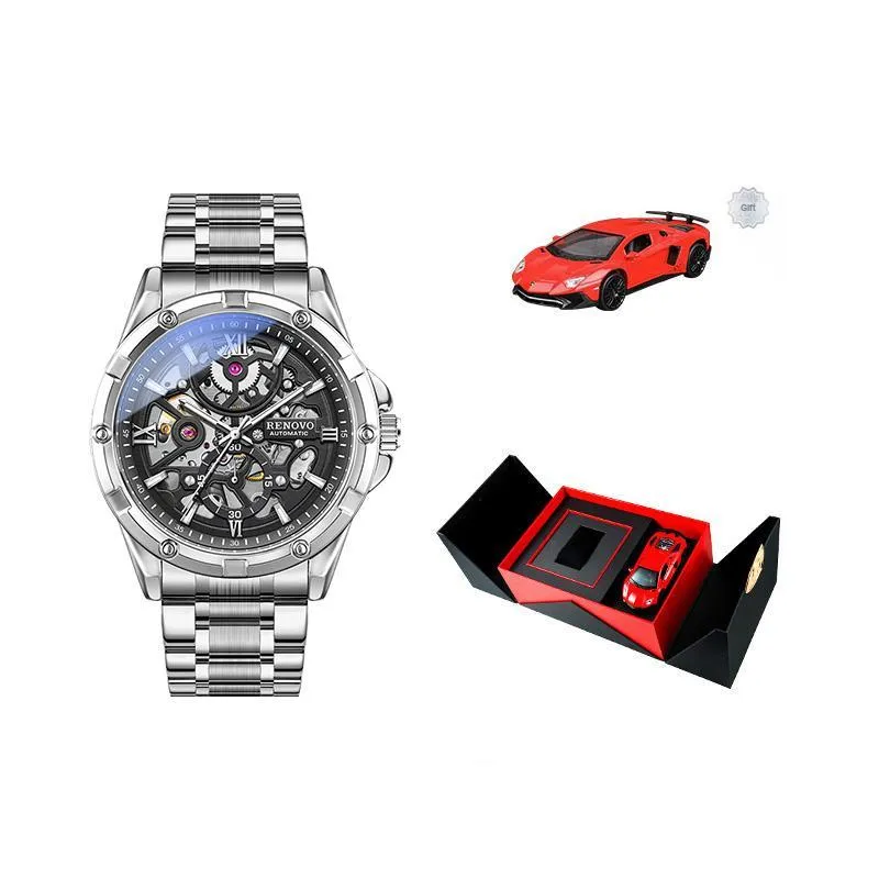 RENOVO Explorer Collection Automatic Mechanical Movement Watch Unisex Black Dial-51