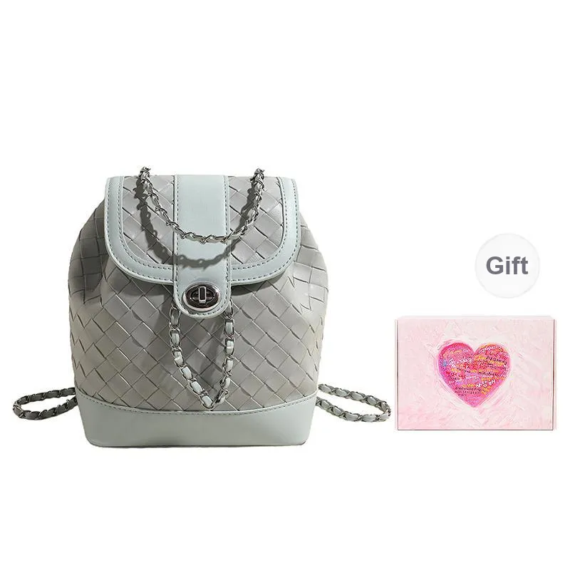 NATTY Chanel Inspired Bucket Bag, Backpack Small Size Women's Silver/Black/Blue/Beige-40
