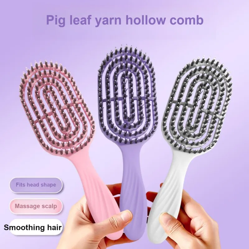 LMLTOP Pig Bristles Comb Volume Brush For Straightening And Curling Hair, Root Volume Enhancer-11