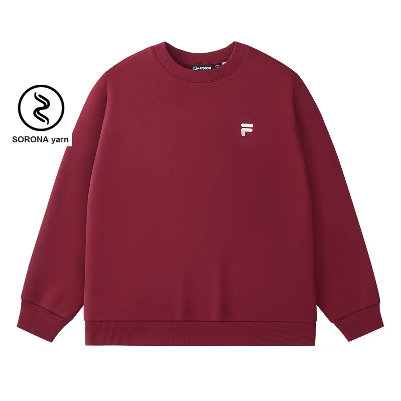 FILA FUSION FOB Series Pullover Sweatshirt Unisex Burgundy With A Hint Of Milk-1