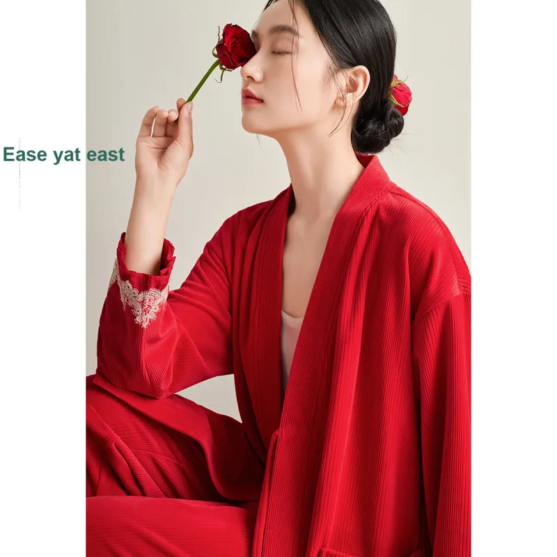 Aannsfam Pajama Set Women's Basic Red-2