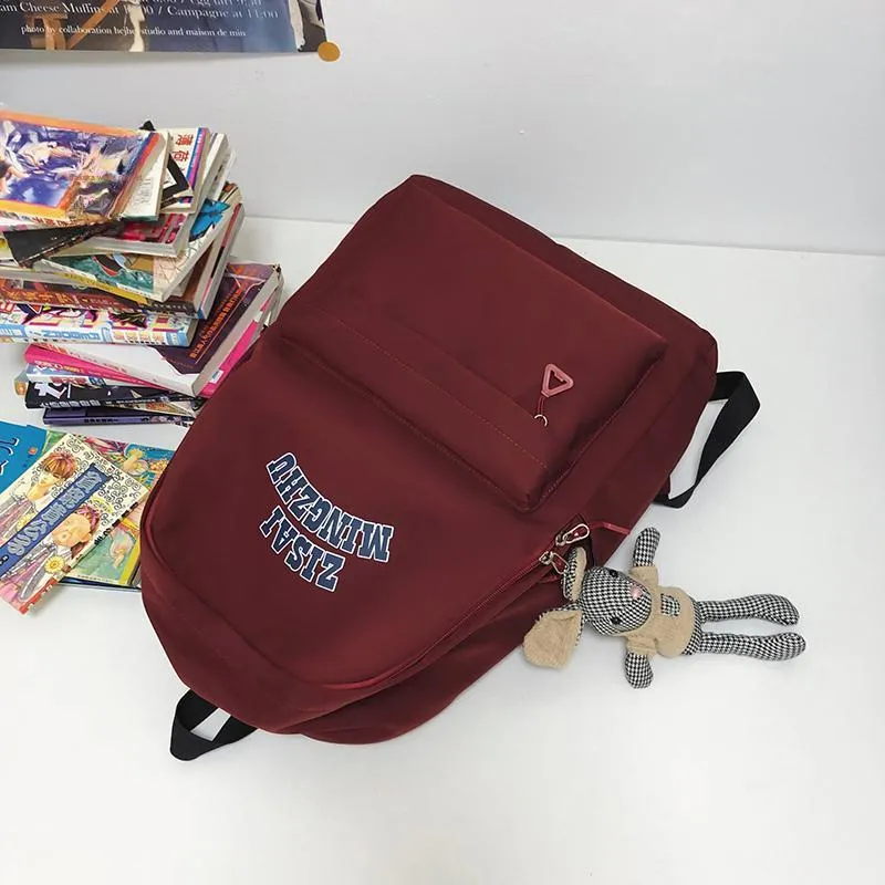 URBAN FOREST Nylon Backpack Unisex White/Black/Burgundy-12