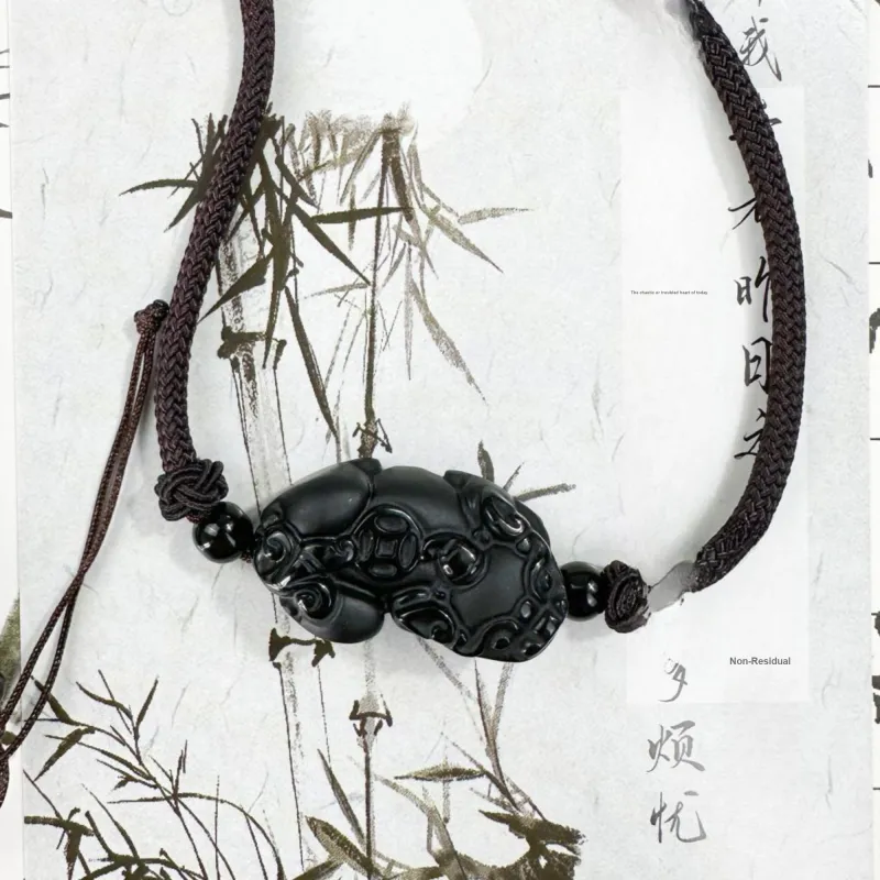 Tang Zhi Obsidian Necklaces Unisex-6