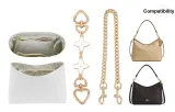 (Coach Nomad Bag) White Dupont paper + straight gold white four-leaf clover extended chain + dog buckle decorative chain 45cm