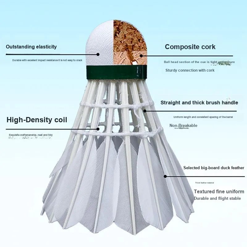TOQO Duck Feather Shuttlecock 10 Pack Duck Feather Everyday Shuttlecocks-2