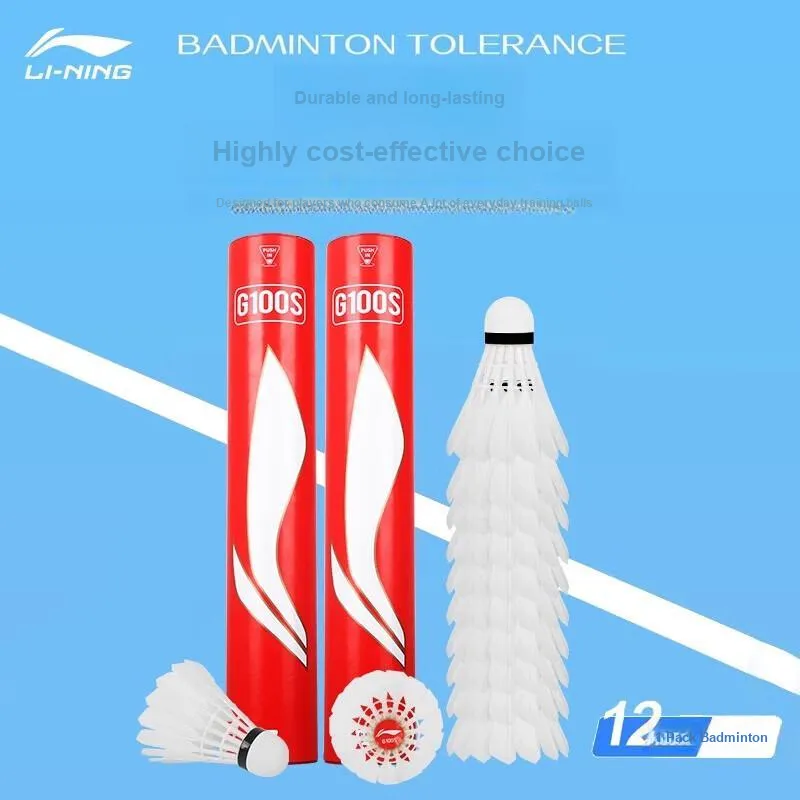 LiNing G100S Goose Feather Shuttlecock 12 Pack Goose Feather Competition And Training Specific Shuttlecocks-27