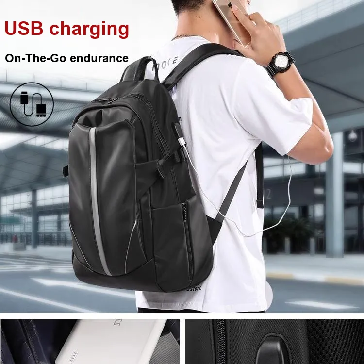 ReeYee Polyester Polyester Laptop Backpack Medium Size Unisex Black-4