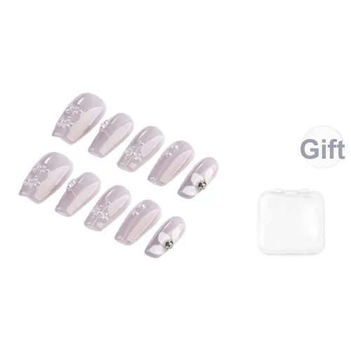 Song Biography Мягкий Таро Фиолетовый Премиум Ручной Рисунок Цветочный Мода False Nail Средний Лестница 25 мм